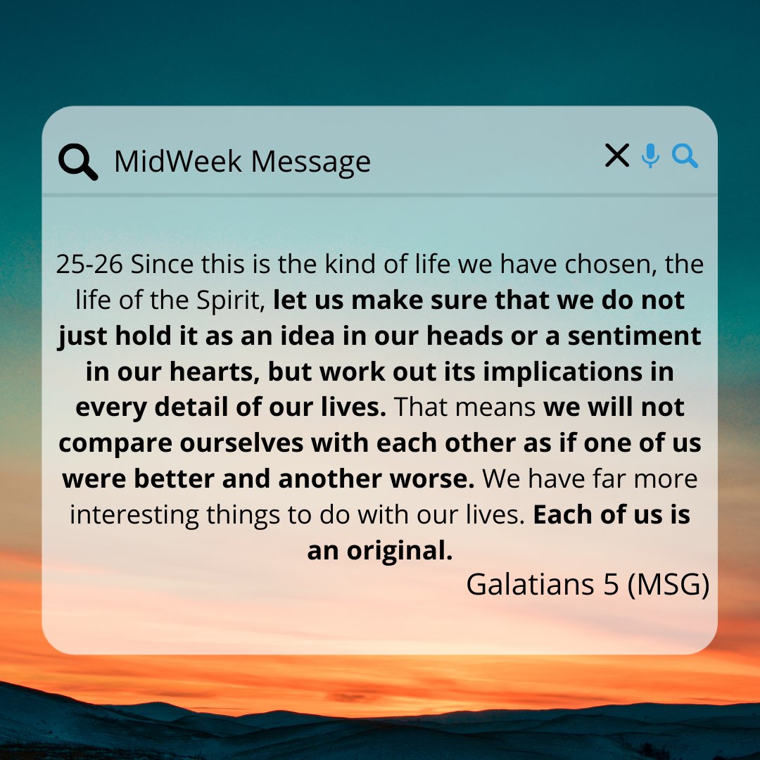 IDC_Church's tweet image. #MidweekMessage
We should not compare ourselves to others, as God has made us unique in our own light. This is the word of the Lord.

#IDCChurch #Bible #Christ #Church #Wenesday #SeeYouSunday