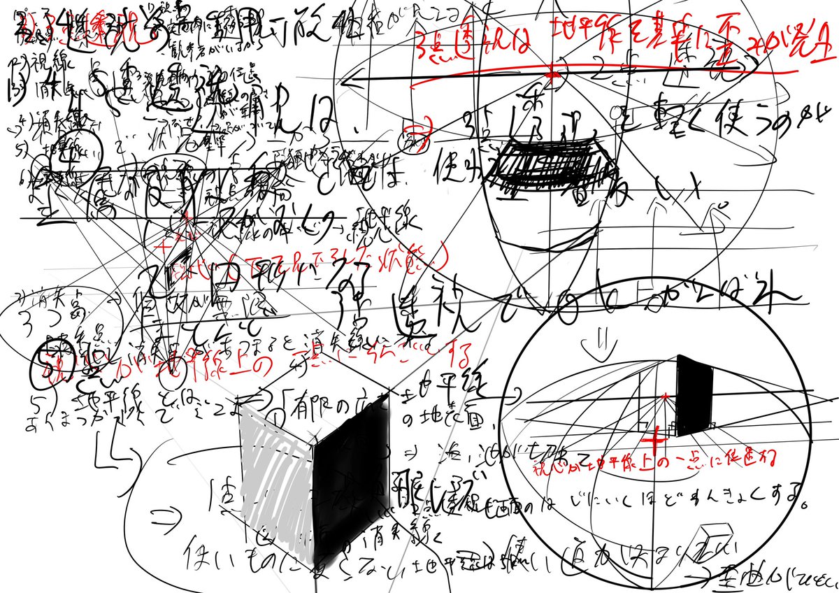 100日チャレンジ34日目
昨日はパースのお勉強でした。講座内容出すわけにもいかず汚ねぇ全レイヤー表示のやつと、一点透視図法と二点透視図法の練習絵もセットで載せときます。まだまだなんも感覚つかんでないんで何回も勉強し直します……
#100日チャレンジ 