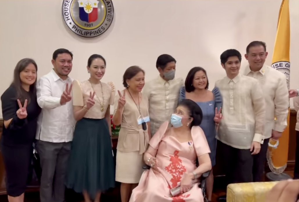 rightheousness's tweet photo. Simon Marcos spotted with the Iron Butterfly herself, Imelda Marcos. ❤️

Finding Sandro and Vinny! 👀 @sandromarcos7 

BANGON BAYAN MULI
#CongratsPresidentBBM
#CongratsVPIndaySara
@bongbongmarcos PBBM https://t.co/7DXn51QfFt