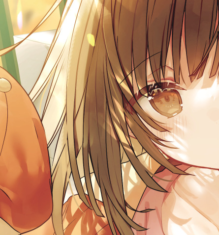 sengoku nadeko 1girl brown hair solo brown eyes blush bangs looking at viewer  illustration images