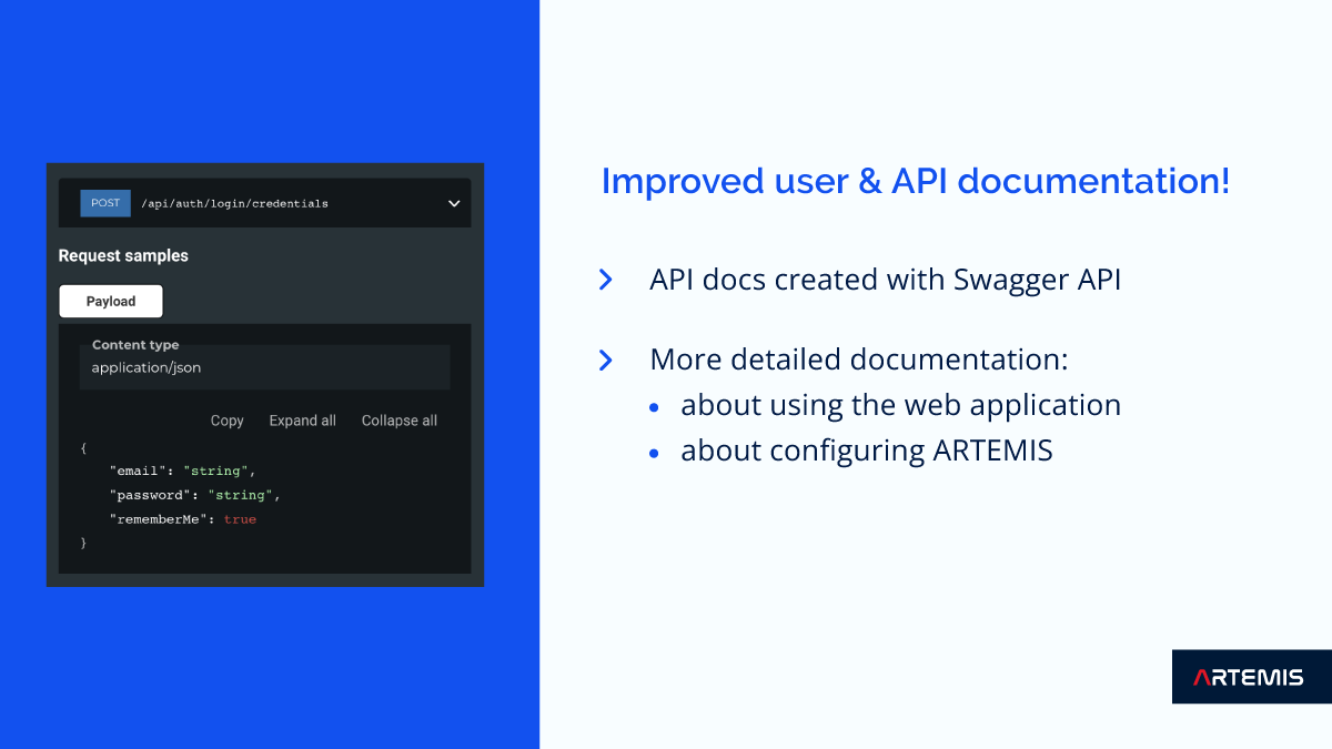 We value developer experience 🙌
That’s why we’ve created detailed documentation for our APIs, check it out!

#ARTEMIS #API #documentation
