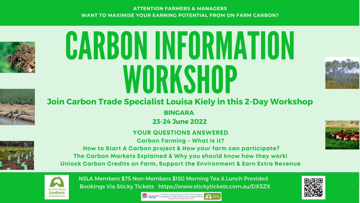 Book now to secure your seat for this upcoming Carbon farming workshop. Everything you wanted to know about Carbon & More! Go to stickytickets.com.au/DXSZX