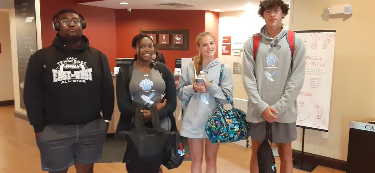 Shot putters JJ and Mmesoma and high jumpers Betha and Davis are ready to go! #9am #10:30am #TSSAA