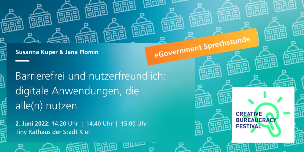 Fraunhofer FOKUS - Digital Public Services (@fokuspublic) on Twitter photo Unsere Wissenschaftlerinnen Susanna Kuper und <a href="/JanaPlomin/">Jana Plomin</a> stehen auf dem <a href="/CreatBureauFest/">Creative Bureaucracy Festival</a> Rede und Antwort zum Thema #Barrierefreiheit & #uxdesign . Weitere Themen der eGov-Sprechstunde: fokus.fraunhofer.de/de/dps/events/… Unsere Wissenschaftlerinnen Susanna Kuper und <a href="/JanaPlomin/">Jana Plomin</a> stehen auf dem <a href="/CreatBureauFest/">Creative Bureaucracy Festival</a> Rede und Antwort zum Thema #Barrierefreiheit & #uxdesign . Weitere Themen der eGov-Sprechstunde: fokus.fraunhofer.de/de/dps/events/…