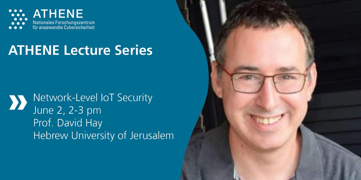 We invite you to our ATHENE Lecture series, starting June 2, 2-3 pm with 
Network-Level IoT Security with Prof. David Hay, <a href="/HebrewU/">Hebrew University</a>. 
The lecture will be held hybrid, online and at Fraunhofer SIT in Darmstadt. 

More info and registration at zcu.io/Yf0H
#IoT #ITSec