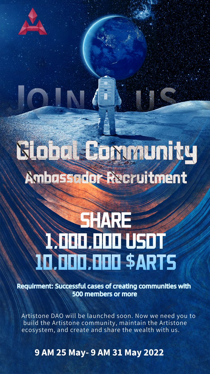 ArtistoneNFT's tweet photo. Global Community Ambassador Recruitment
Share 1,000,000 USDT+ 10,000,000$ARTS
Apply:https://t.co/BuCmnb5qm2
-----
Retweet +@ 3 friends to get 50$ARTS!
Limited to 500 people!
Reward:https://t.co/iO6cco7CjL
-----
🔗Telegram:https://t.co/vmVIUE4OdS
🔗Discord:https://t.co/9xA2S9kr8t https://t.co/sHxHoa1dxY