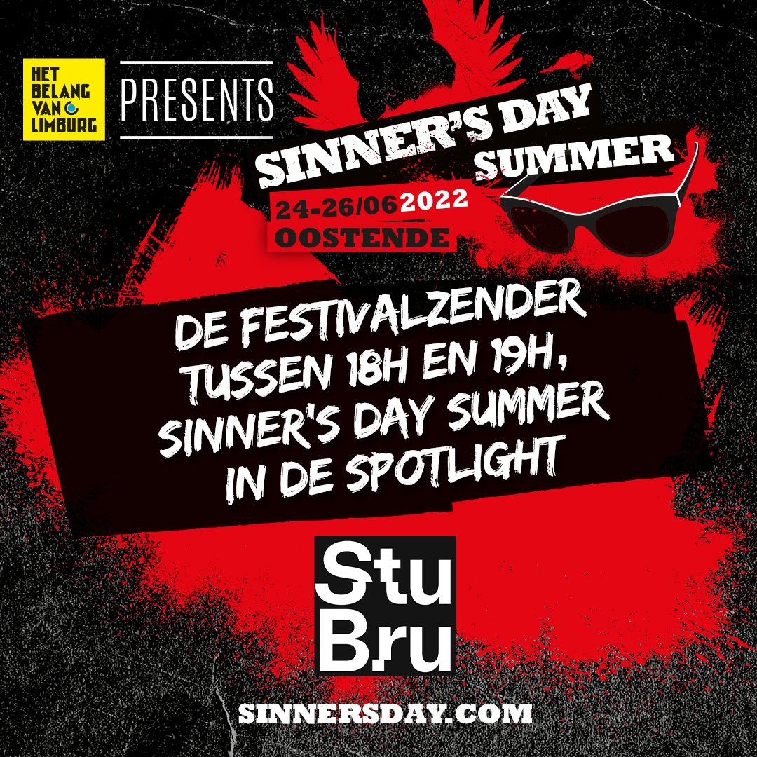 Pssst.. Luister tussen 18u en 19u naar de festivalzender op Studio Brussel voor een exclusief interview waarbij Sinner's Day Summer in de spotlight staat! 🎧