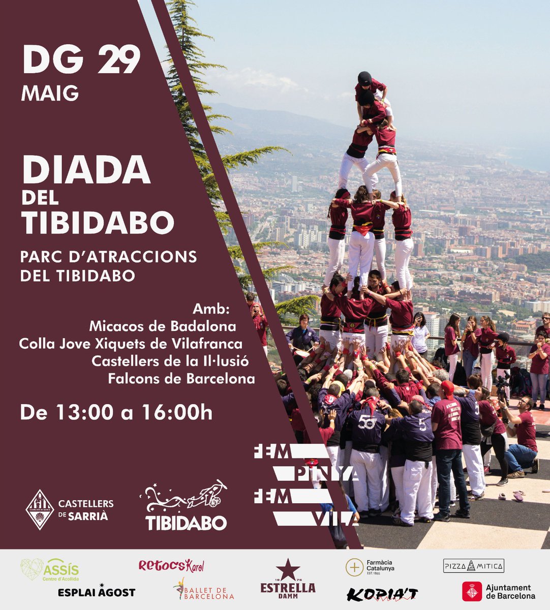 CdSarria's tweet photo. 💥Aquest cap de setmana tornem a plaça en una jornada molt especial al @parctibidabo. 

Moltes ganes de compartir castells amb @collamicaco, @JOVEVILAFRANCA, @Collaillusio i @FalconsBCN.  

Veniu a gaudir del moment amb nosaltres! Ens veiem Diumenge 😁 https://t.co/sZdcSOQd8c