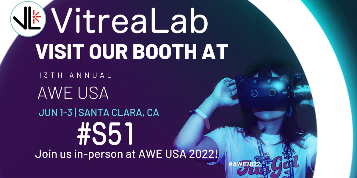 VitreaLab's tweet photo. We are exhibiting at #AWE2022 !
Visit the @VitreaLab team next week (June 01-03) at our booth #S51 and see our Quantum Light Engine Demo.
Looking forward to seeing you there! 🥽
#exhibition #technology #arvr #TeamVL https://t.co/uXjIGsy0mz