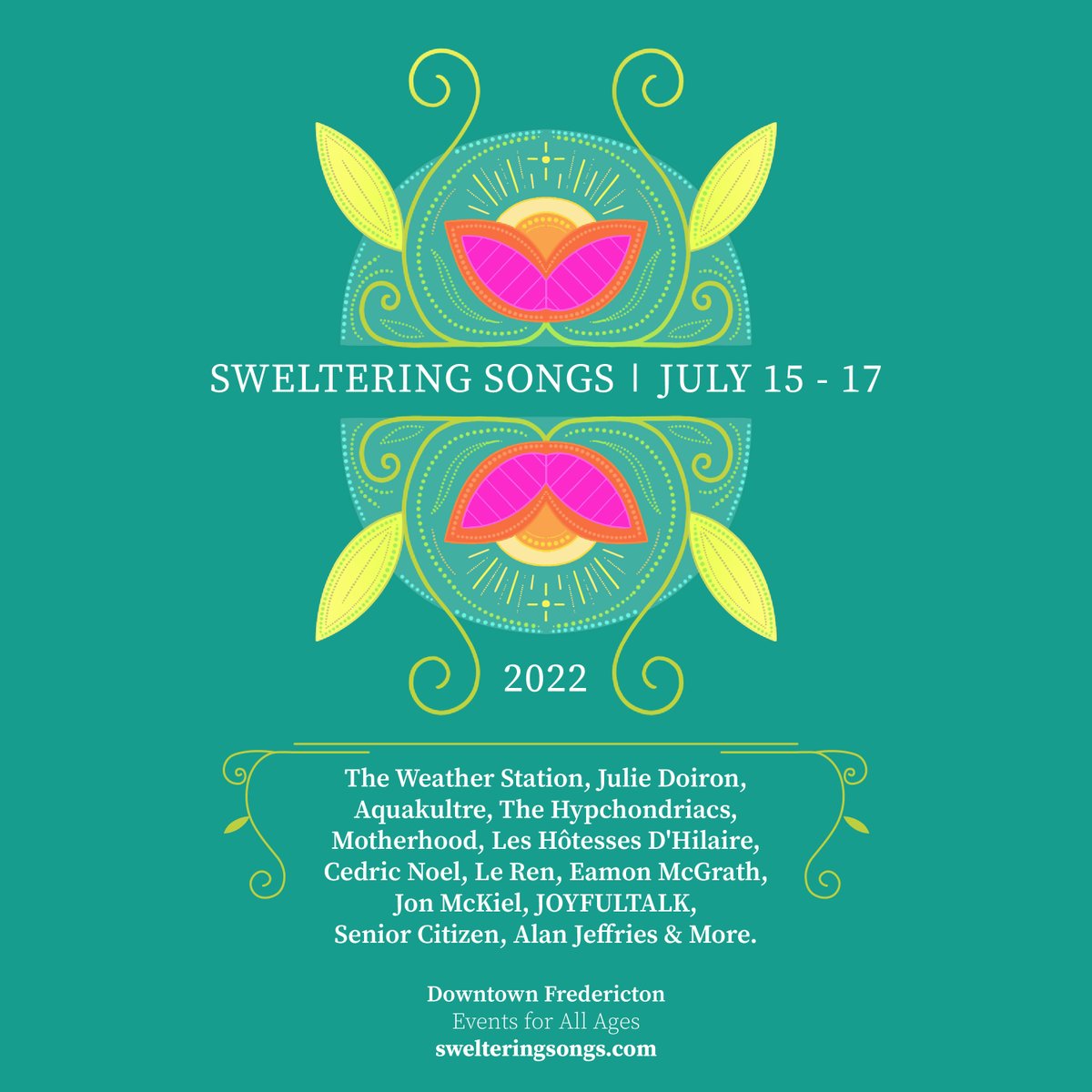 ✨🎉 We’re so pleased to announce our summer lineup for Sweltering Songs, July 15-17.  

Wanna win 2 passes? Like and RT this post!!!

Tickets/Passes go on sale this Friday, May 27th at 10AM. #shareifyoucare 

🎨 Artwork by instagram.com/emma_hassencah…