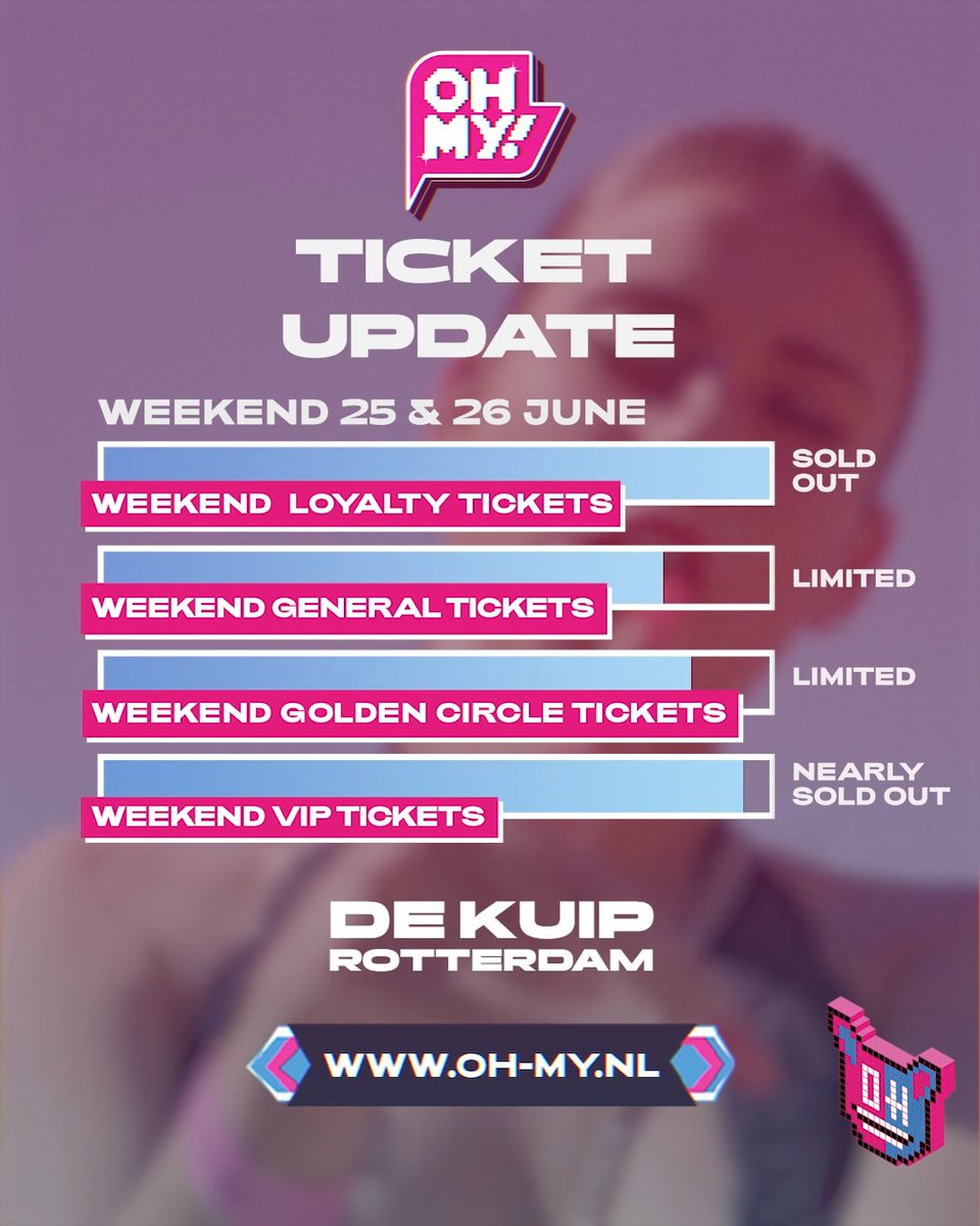ohmymusicfest's tweet photo. OH MY! is getting closer and we're starting to run out of tickets! The Sunday VIP tickets are officially SOLD OUT and all other tickets are nearly sold out! 😱  We suggest you to get your tickets now via https://t.co/hsKQks5Oqv or #linkinbio https://t.co/C2w3JjvZjo