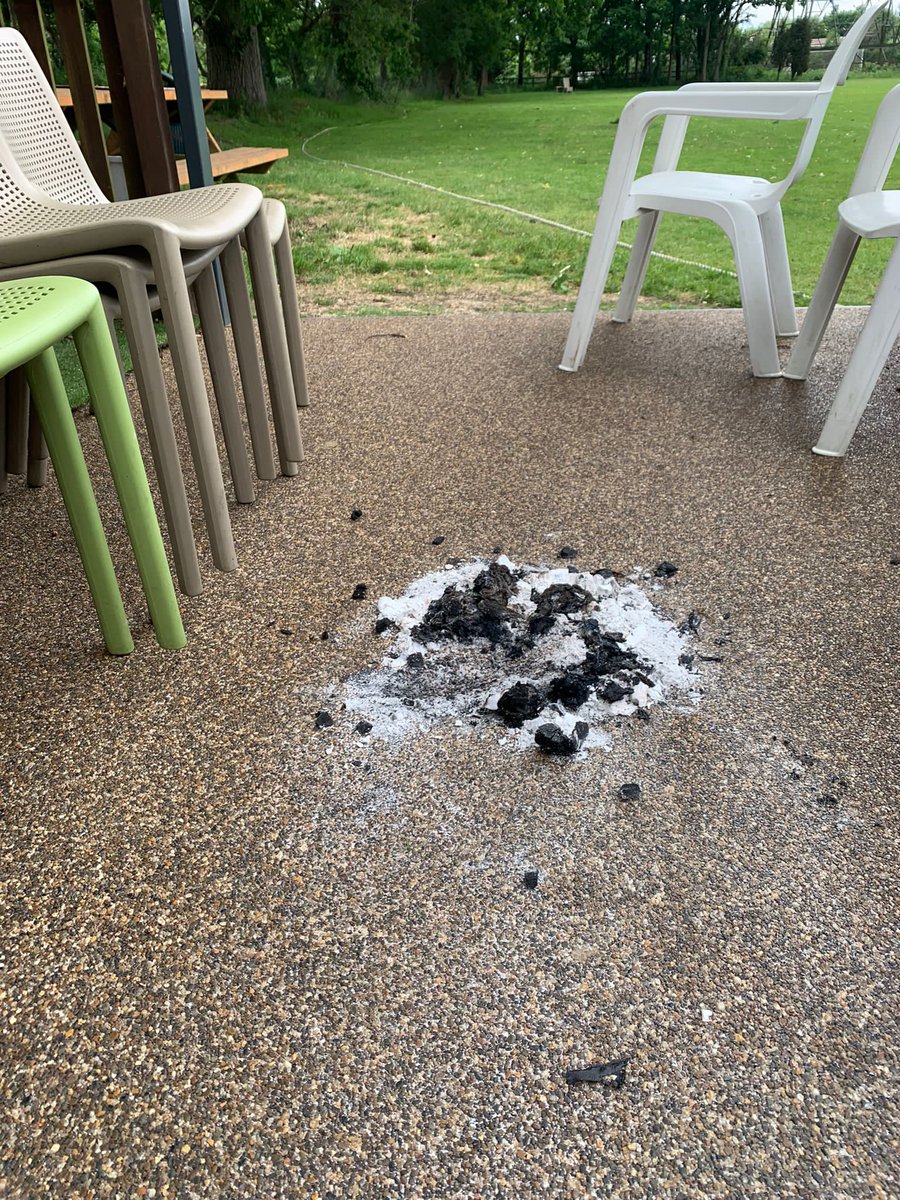 ByfleetCC's tweet photo. Late lastnight/early hours of this morning the club was visited by some very unwelcome visitors who have burned &amp; damaged our brand new resin surface on our newly constructed veranda, not only that but the culprits could quite easily have caused a fire to the clubhouse https://t.co/OTcr6yxxpt