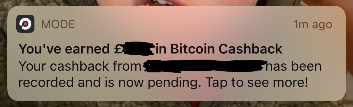 amya_wilks's tweet photo. Find someone who looks at you the way I look at my notifications from @modeapp_ 🤤

Two dreamy pings in two days.

#bitcoin #bitcoinapp https://t.co/l6lGBA1WvK