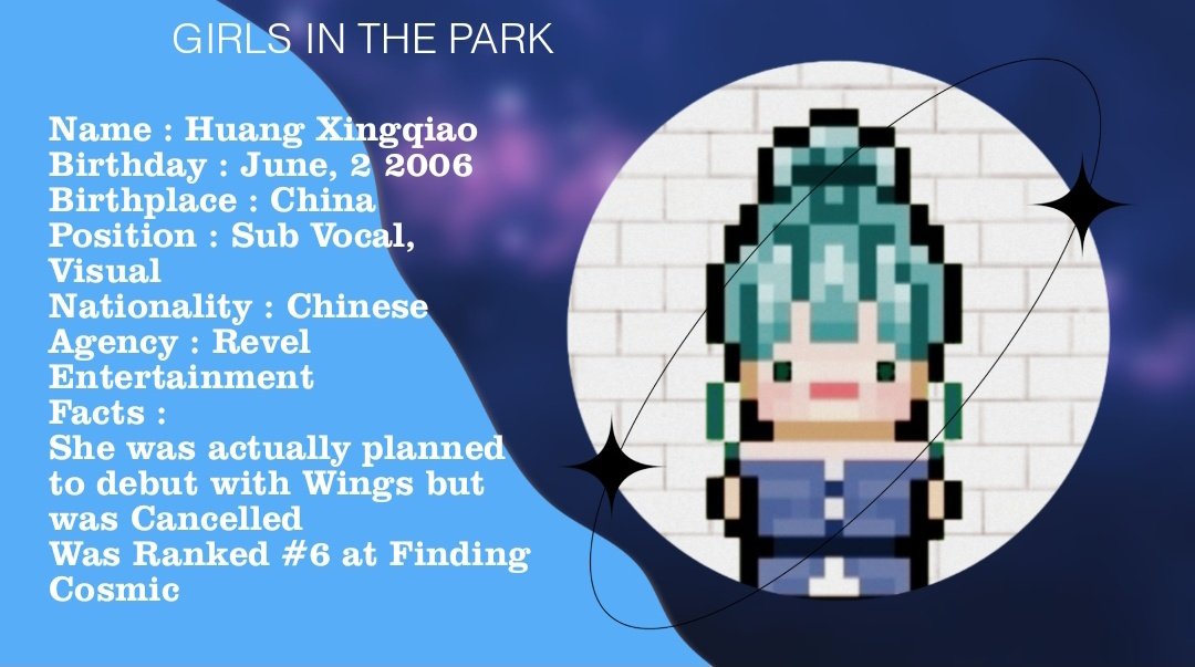 _GIRLSINTHEPARK's tweet photo. GIRLS IN THE PARK: Profile
Member #6
Xingqiao
#GIRLSATTHEPARK #RVBENT https://t.co/eq0sZrnjnN