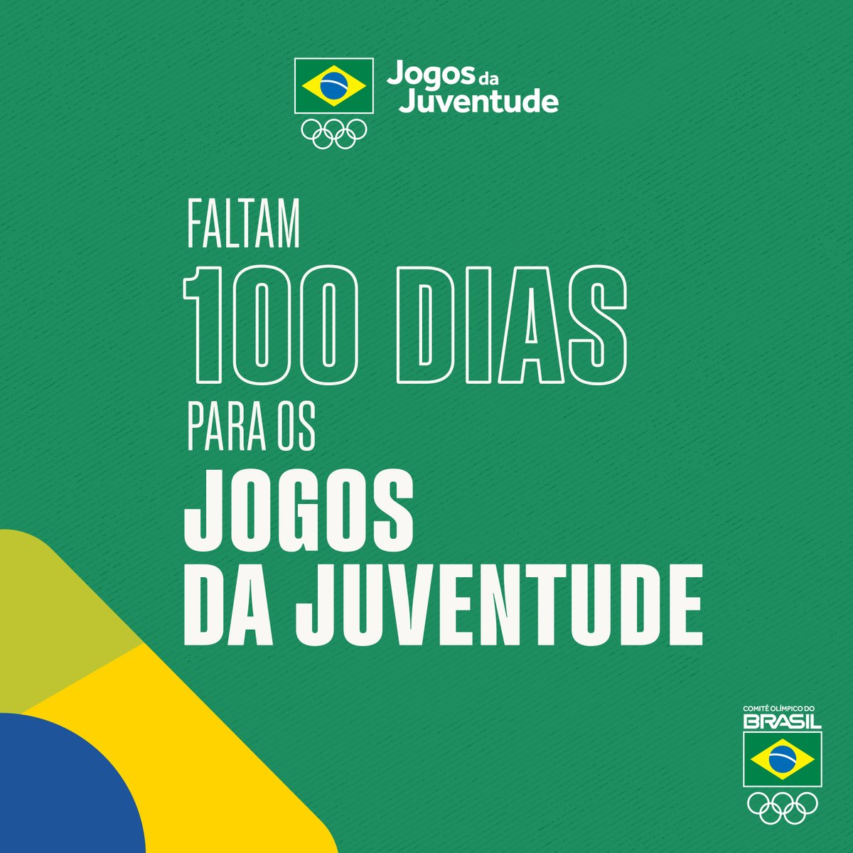 _JogosJuventude's tweet photo. TÁ CHEGANDO A HORA! 🎉

Em 100 dias começam os #JogosdaJuventude2022 em Aracaju/SE.

Serão cerca de 4.500 atletas do país inteiro participando. Vão ser dias de muitas competições, diversão e conquistas!

➕https://t.co/lqKiS0wuu7 https://t.co/63Lg8rHDHg