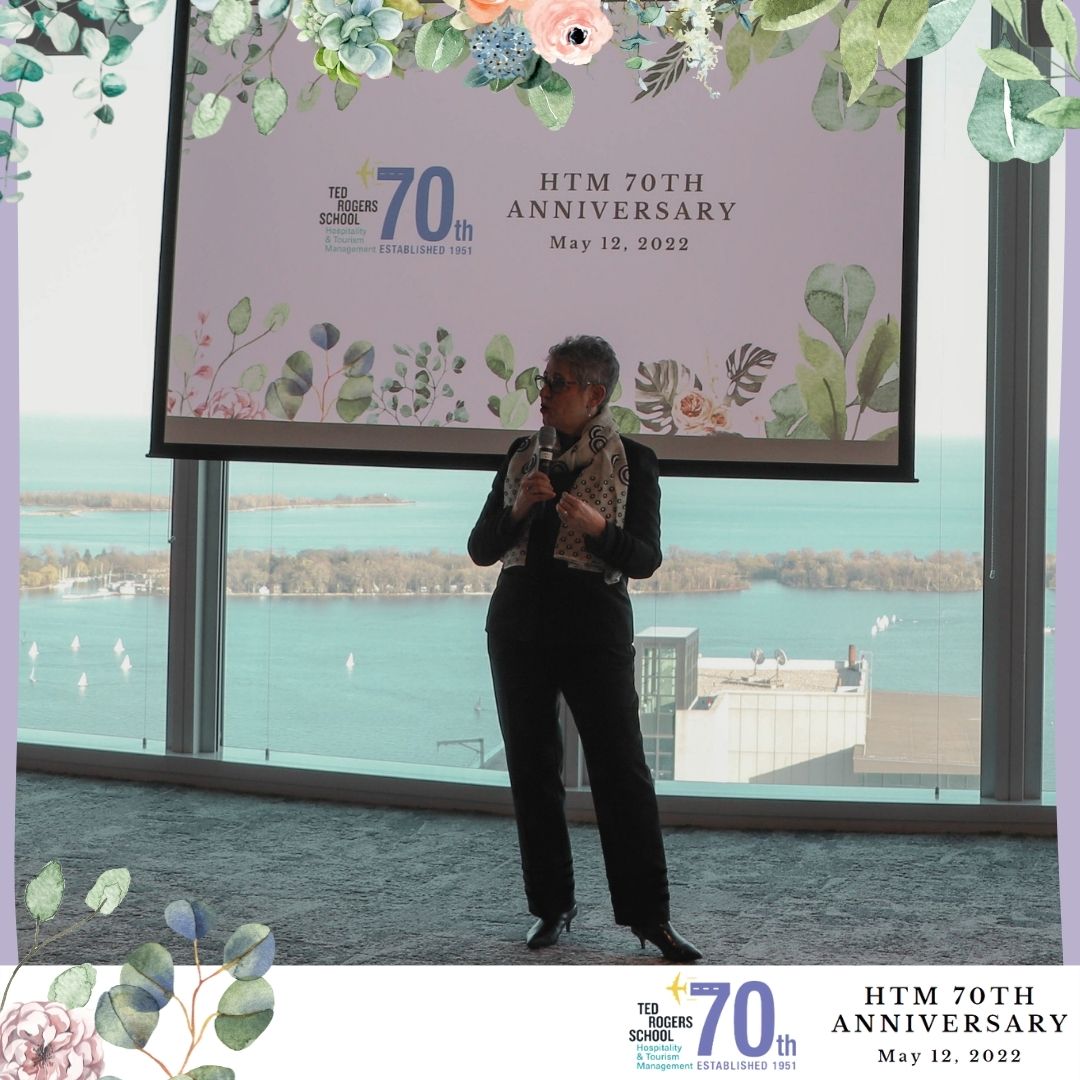 THEMTorontoMet's tweet photo. We would like to thank @trsmtorontomet Dean Daphne Taras, Dr. Jennifer Simpson, @TorontoMet Provost & VP Academic, and Advisory Council member @jbelanger15 , Compass Group Canada for your inspiring words to our industry guests and alumni! #HTMCelebrates70 #HTMTorontoMet https://t.co/lnCveyV0BA