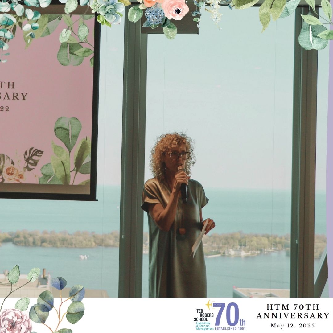 THEMTorontoMet's tweet photo. We would like to thank @trsmtorontomet Dean Daphne Taras, Dr. Jennifer Simpson, @TorontoMet Provost & VP Academic, and Advisory Council member @jbelanger15 , Compass Group Canada for your inspiring words to our industry guests and alumni! #HTMCelebrates70 #HTMTorontoMet https://t.co/lnCveyV0BA