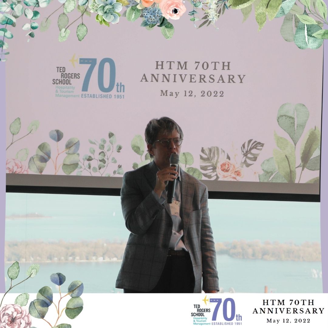THEMTorontoMet's tweet photo. We would like to thank @trsmtorontomet Dean Daphne Taras, Dr. Jennifer Simpson, @TorontoMet Provost & VP Academic, and Advisory Council member @jbelanger15 , Compass Group Canada for your inspiring words to our industry guests and alumni! #HTMCelebrates70 #HTMTorontoMet https://t.co/lnCveyV0BA