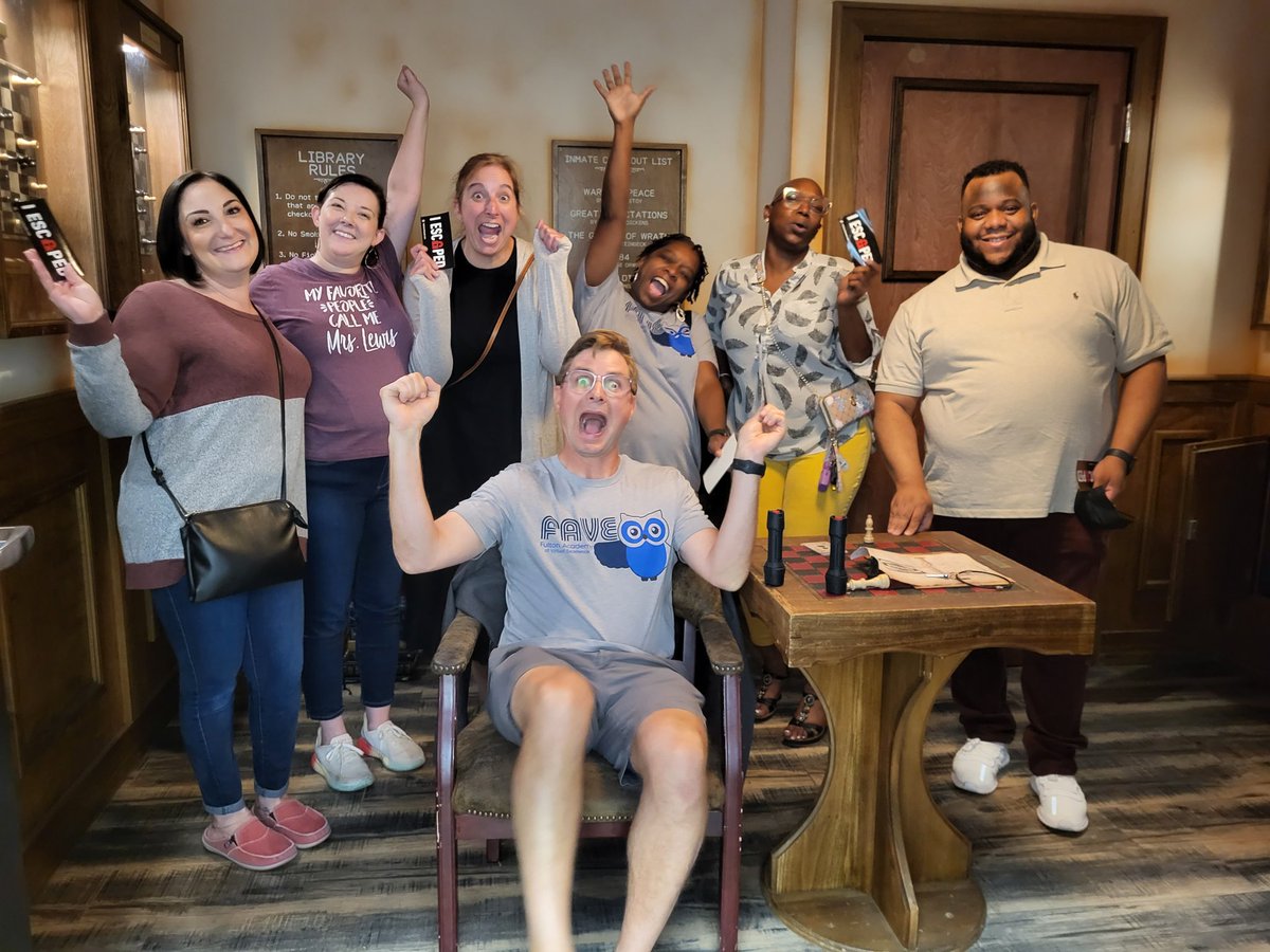 Thanks <a href="/TheEscapeGame/">The Escape Game</a> for a fun time escaping prison. #thefaveway <a href="/TBarton42/">Taylor Barton, Ed.D.</a>