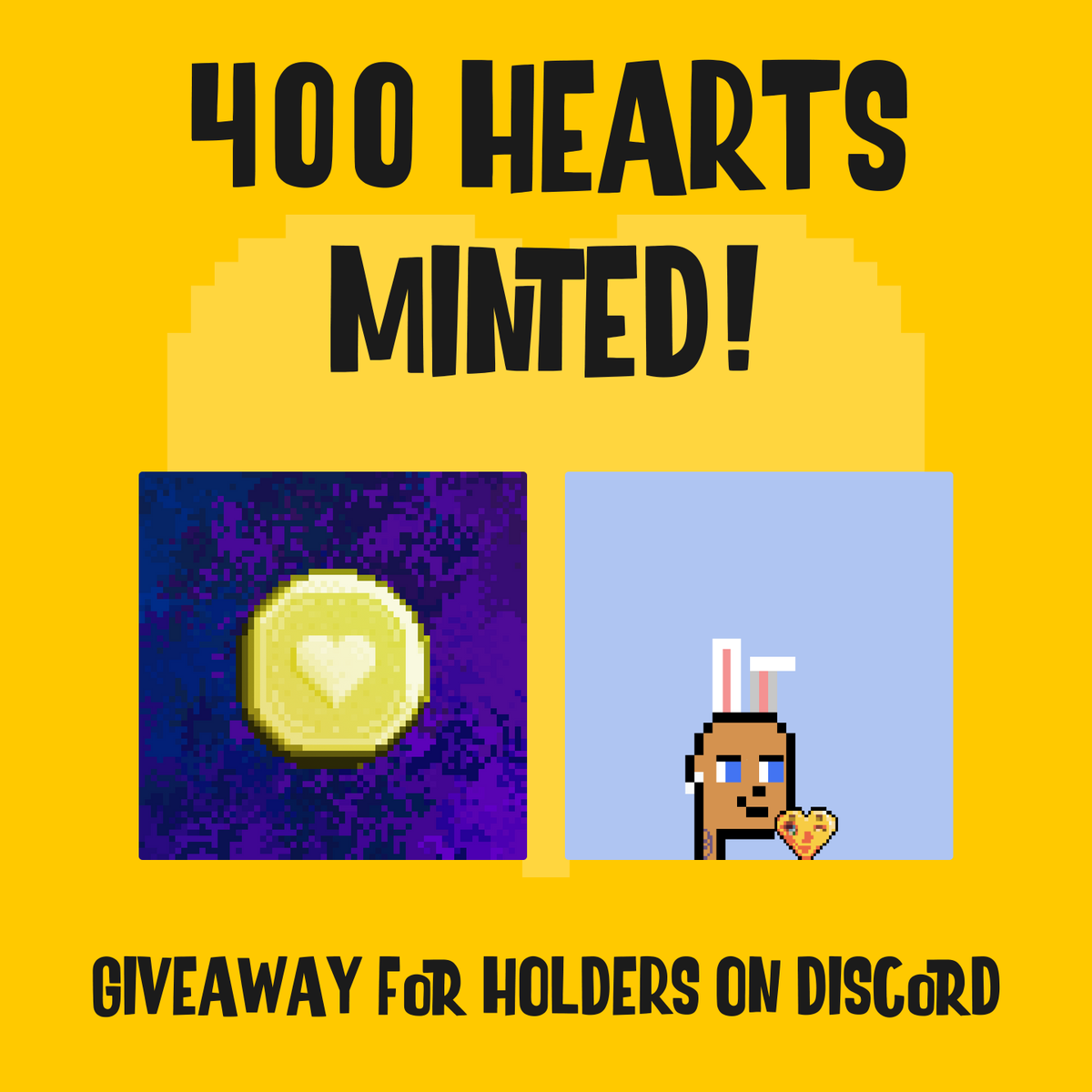 ftmhearts's tweet photo. We reached 400 Hearts minted and we are giving away to our holders as a thank you!

Join now and verify yourself as a holder on
https://t.co/meIeU4VhNZ 

#FTM @FantomWatchNFTs #NFTGiveaway https://t.co/tjKQuU2w5C
