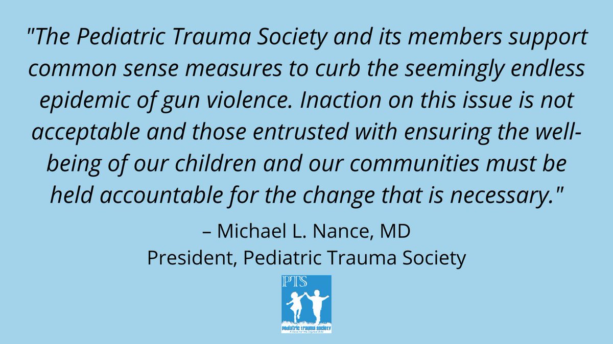 As pediatric trauma care providers, our thoughts are with the families of the children and teachers who were killed yesterday in Uvalde, Texas, and our colleagues responding to this tragedy. Change is necessary. Read the full statement here: pediatrictraumasociety.org