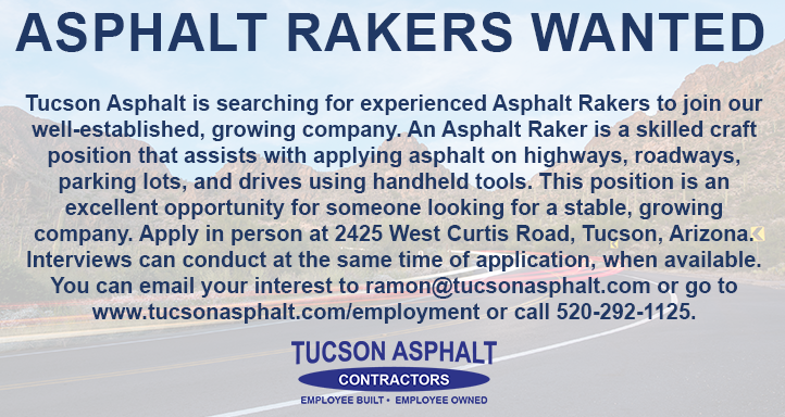 TucsonAsphalt's tweet photo. We have many positions available. We are specifically looking for Asphalt Rakers. #employeebuilt #employeeowned https://t.co/6uqltd0Cos
