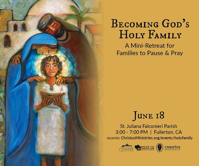<a href="/OCObispo/">OCObispo</a> 
<a href="/OCFamilyLife/">Diocese of Orange Office for Family Life</a>
¿Cómo es  una #familia santa? Ven, celebra el Encuentro Mundial de las Familias para un día de pausas significativas y conectarte con Dios, redescubrir lo sagrado y explorar formas de vivir la santidad en familia. ChristusMinistries.org/events/holyfam…
#WMOF2022 #retiro
