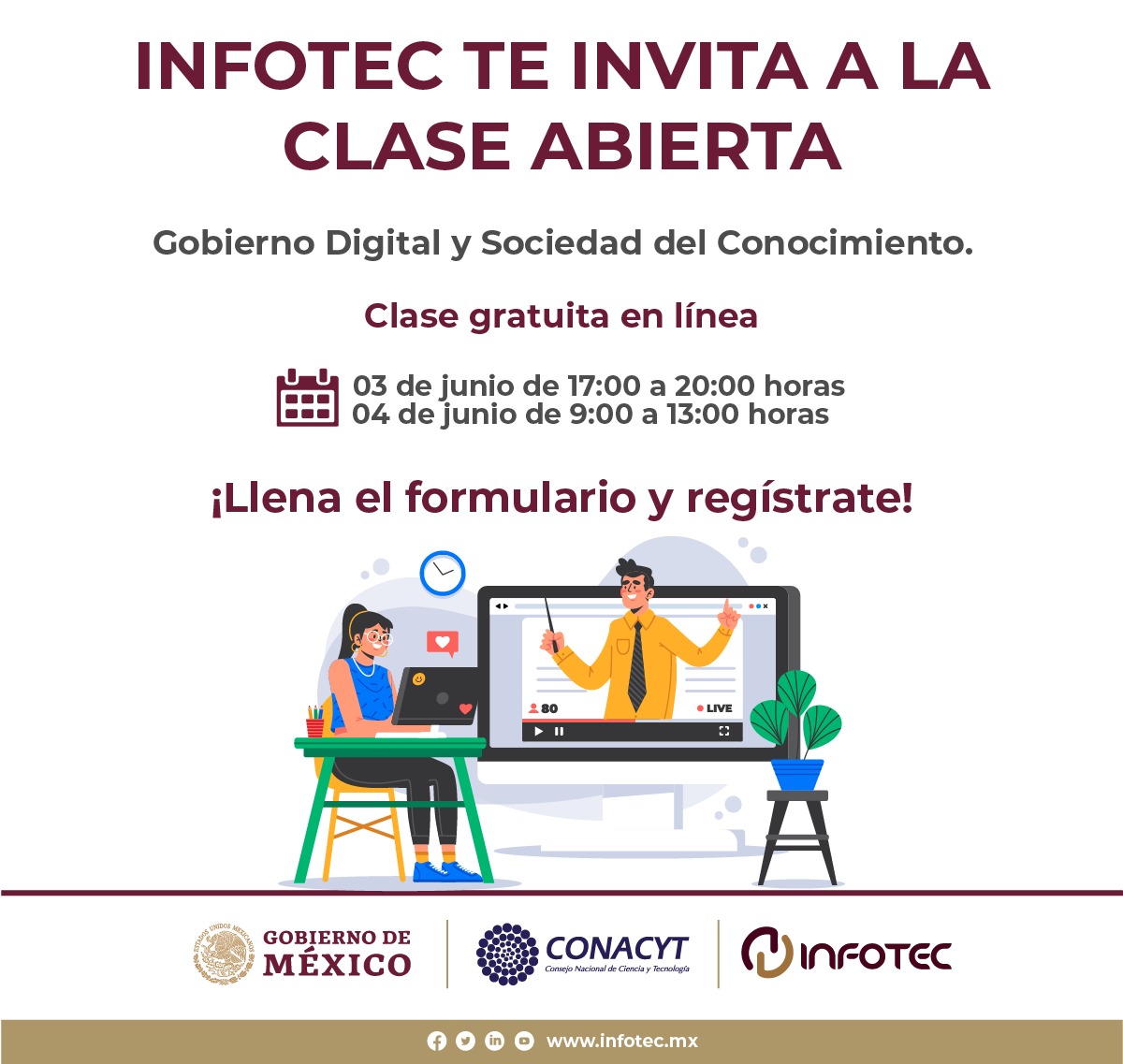 InfotecMexico's tweet photo. ¡Posiciónate como un agente de cambio!

En nuestra clase abierta.

Aprende a desarrollar un modelo de liderazgo propio y de alta dirección en TIC que te permita gestionar cualquier proyecto en el ámbito gubernamental y social.

Regístrate aquí: 

https://t.co/TyvKt8bgal https://t.co/3iJpe6OCpq