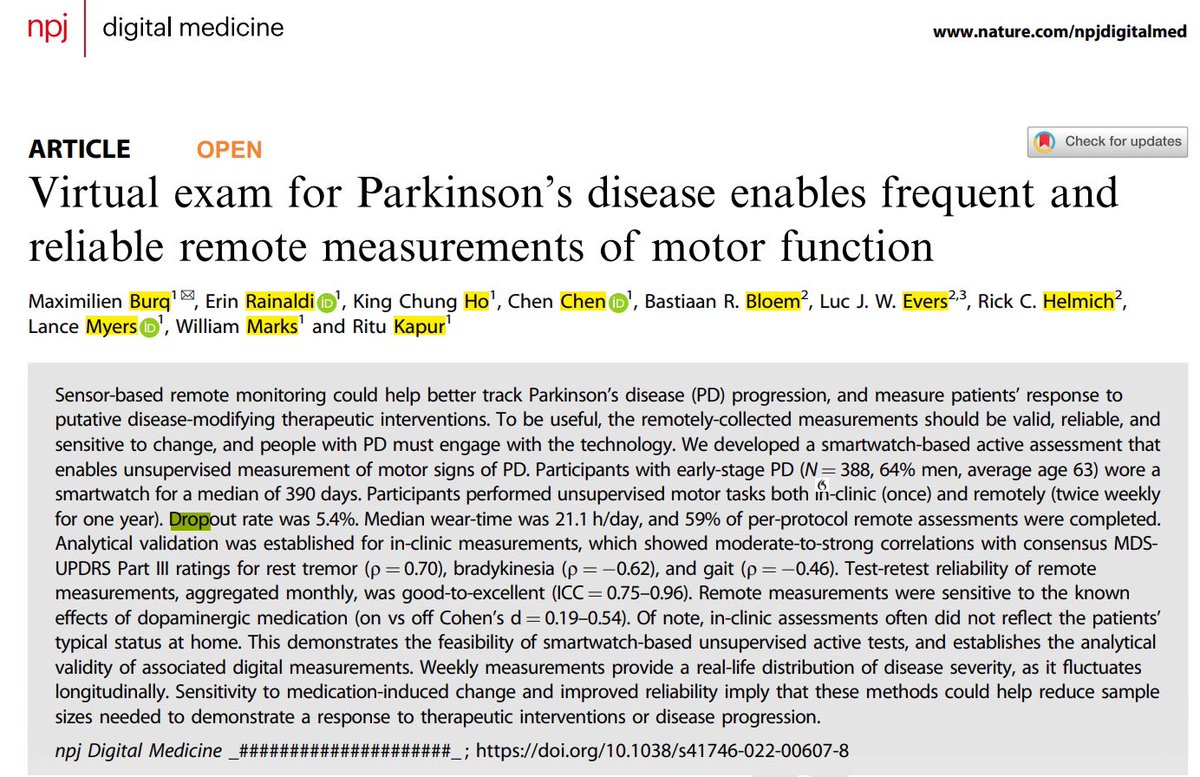 basbloem's tweet photo. 1/10 Our new publication in @npjDigitalMed contains fascinating results that may radically change–perhaps even revolutionize–our approach to clinical #trials in the #Parkinson field. 

#digitalhealth #wearables #remotemonitoring @ritukapur @radboudumc https://t.co/7teWyZoSht