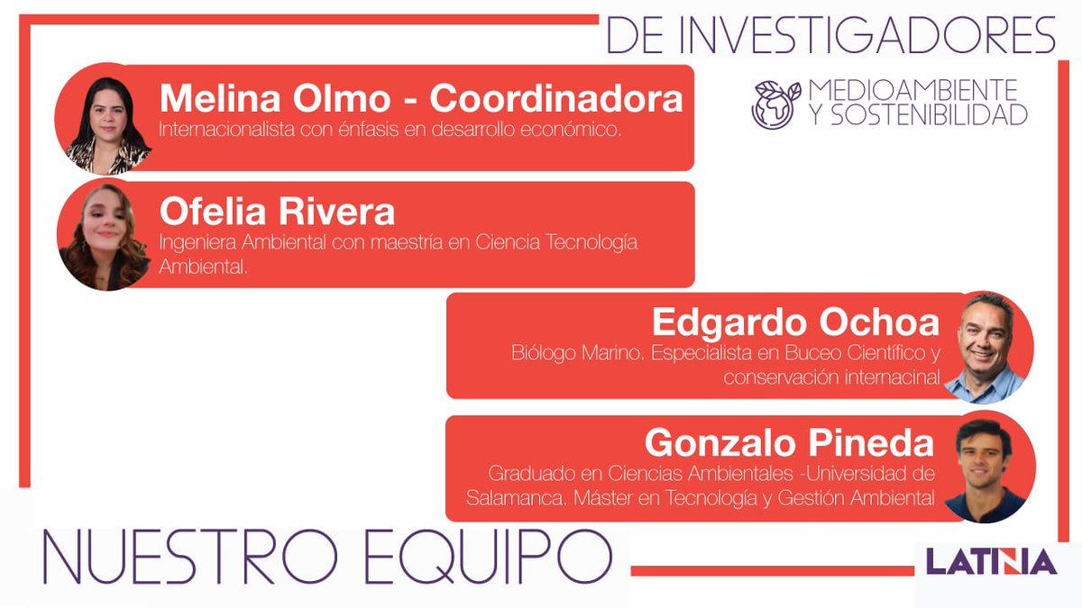 InfoLatinia's tweet photo. #LatiniaAmbiente | Les presentamos a los investigadores de Latinia que han participado en la elaboración del artículo de investigación ‘El papel de Iberoamérica en la protección del medio ambiente. Alianzas, amenazas y acciones tomadas’. Descubre más sobre ellos en nuestra web https://t.co/9LLAPeVGzU