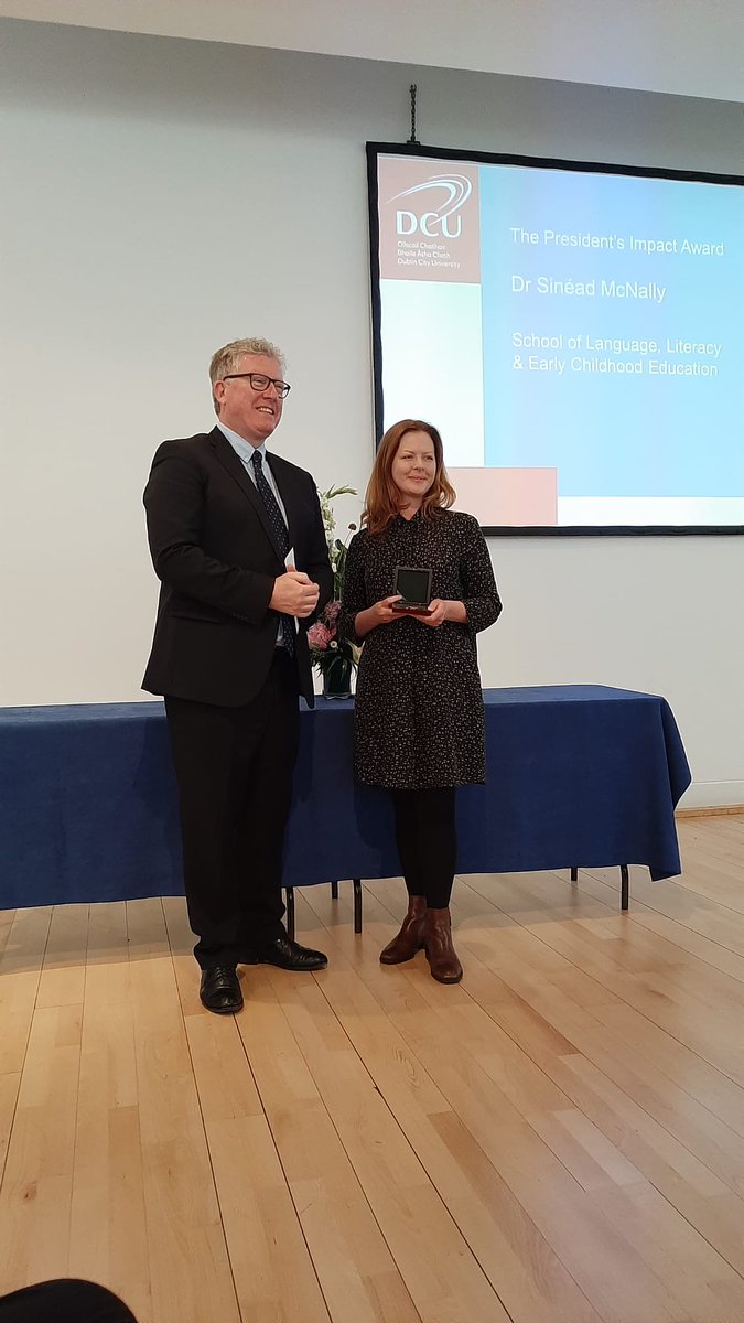 Sinéad McNally (@drsineadmcnally) on Twitter photo Honoured to have received the President's Award for Research Impact <a href="/DCU/">Dublin City University</a> <a href="/DaireKeogh/">Daire Keogh</a> for my research in #EarlyChildhood at a joyful celebration of <a href="/DCU_Research/">DCU Research</a>🎉 
The gold coin was inspected for chocolate by my co-researchers at home and has made it safely to the mantelpiece! Honoured to have received the President's Award for Research Impact <a href="/DCU/">Dublin City University</a> <a href="/DaireKeogh/">Daire Keogh</a> for my research in #EarlyChildhood at a joyful celebration of <a href="/DCU_Research/">DCU Research</a>🎉 
The gold coin was inspected for chocolate by my co-researchers at home and has made it safely to the mantelpiece!