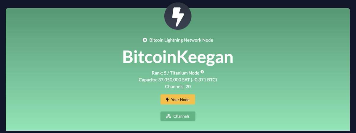 keegan314159's tweet image. Building a #Bitcoin #LightningNetwork #RoutingNode

Just passed 20 channels, and intending to add more in the coming weeks and months!

I am a #TitaniumNode now, can I get to #TungstenNode?

Open a channel to help me get there!

lightningnetwork.plus/nodes/02ec10d2…

@BTC_LN