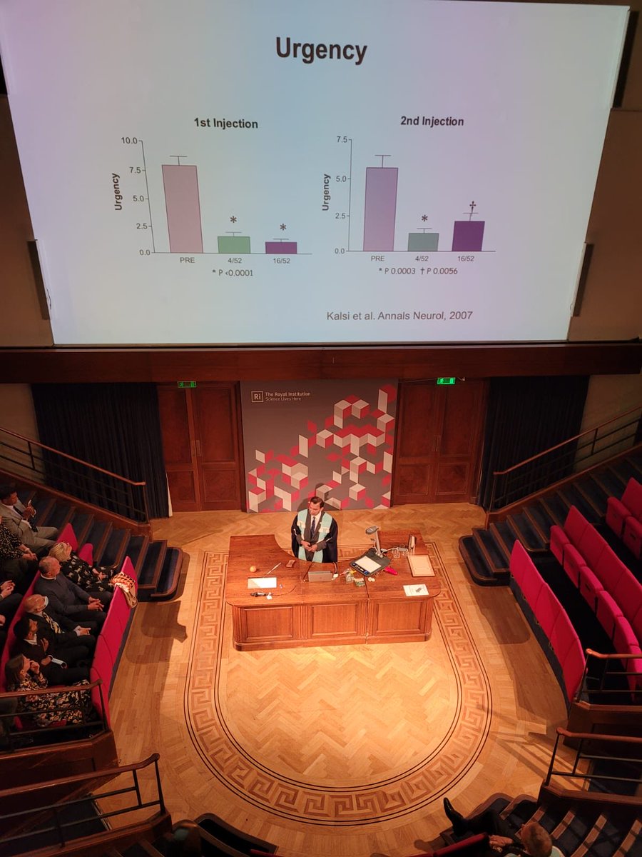 prokarurol's tweet image. An incredible evening celebrating translational research ⁦⁦@KingsCollegeLon⁩ ⁦@kingshealth⁩ &amp;amp; ⁦@UCLIoN⁩ on the science underpinning #overactivebladders and #botox injections

In the iconic theatre ⁦@Ri_Science⁩ 

King James IV lecture ⁦⁦@RCSEd⁩