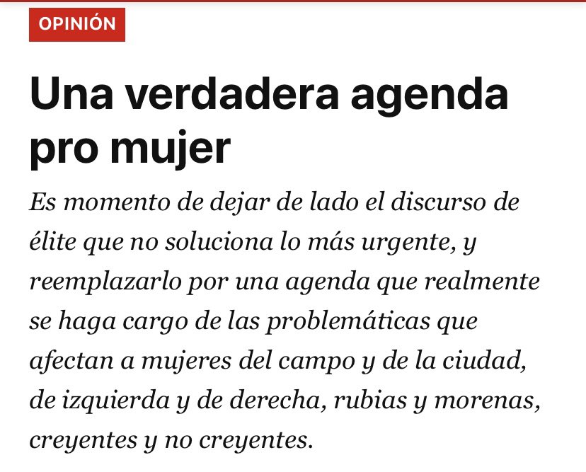 Les comparto columna que me publicaron hoy en <a href="/elliberocl/">El Líbero</a> a propósito del aniversario de la toma feminista UC en 2018.

Es urgente hacer un examen más crítico de los problemas que de verdad afectan a  las chilenas y dar todo por solucionarlos. 
ellibero.cl/opinion/una-ve…
