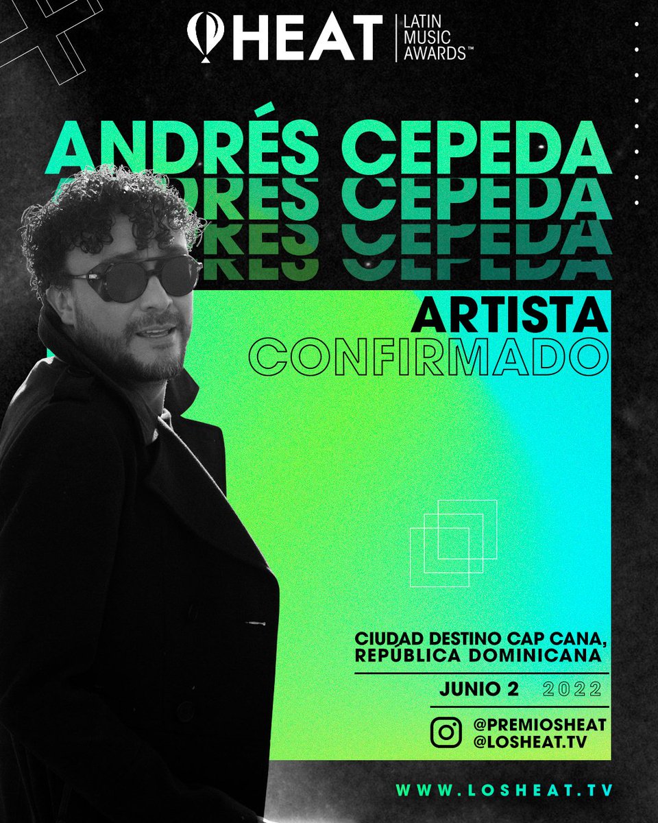 lospremiosheat's tweet photo. #LoQueHabíaOlvidado es contarles que @andrescepeda confirmó su presencia en nuestra fiesta de los #PremiosHeat. 
Conéctate al gran show en vivo en ;https://t.co/pwYLnDkmse @tntla y @htvmusica el próximo 2 de junio en la playa de @vivecapcana. Consigue tu boleta en @uepatickets https://t.co/uDmzEJA4Wo