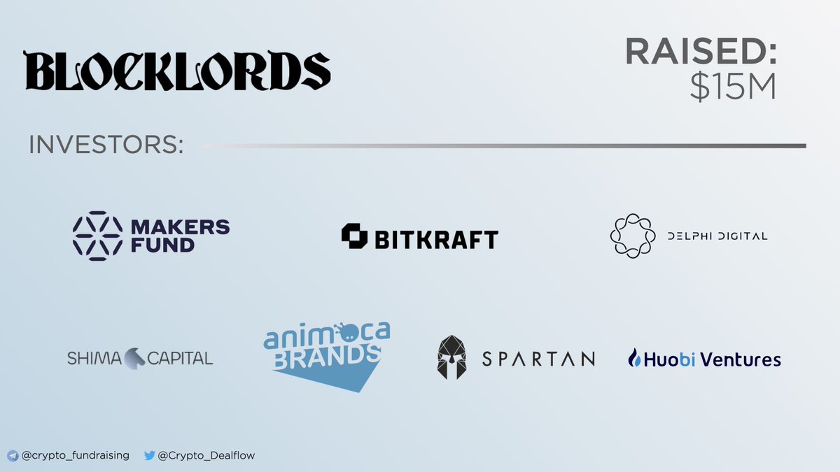 Strategy game @blocklords (game studio MetaKings) has raised $15M in a seed funding round. Investors: @makersfundvc, @BitkraftVC, @Delphi_Digital, @animocabrands, @shimacapital, WW Ventures, @TheSpartanGroup and @HuobiVentures, among others.
coindesk.com/business/2022/…