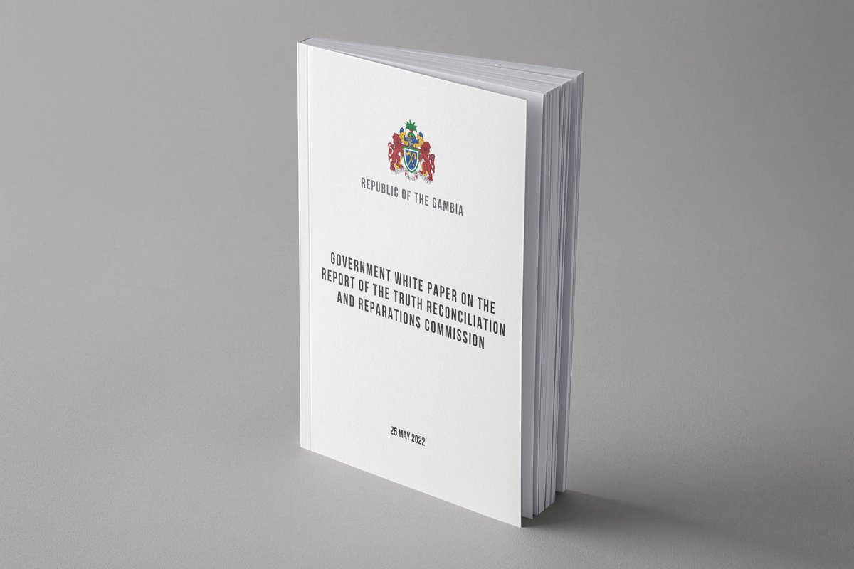 The Government's White Paper on the Report of the Truth Reconciliation and Reparations Commission (TRRC) is now available for download on our website via: moj.gm/downloads