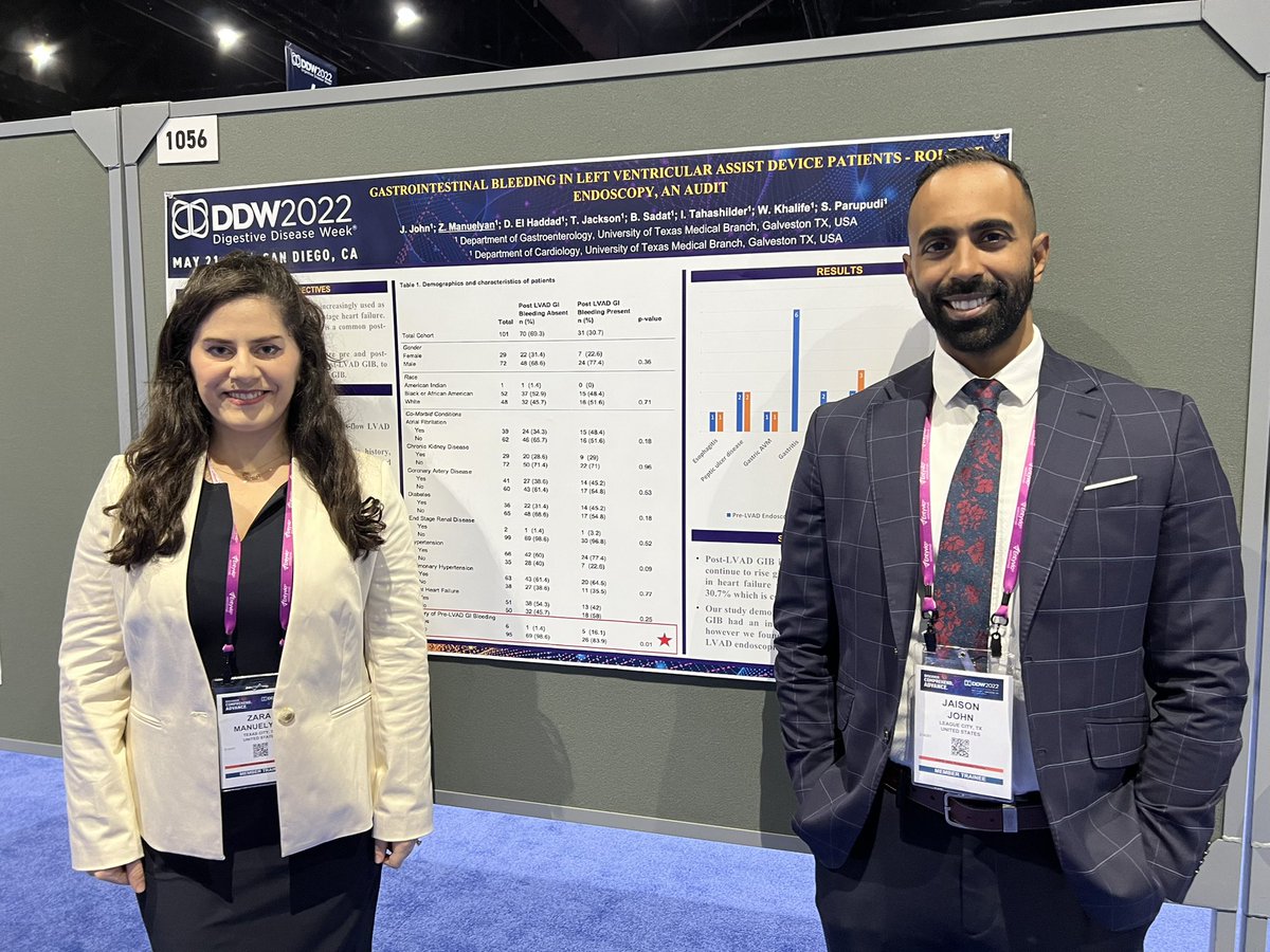 JaisonJohnMD's tweet photo. @ZManuelyan with a 🔥 presentation of our research @UTMBInternalMed. @DDWMeeting 2022 was great, and looking forward to next year! #GITwitter https://t.co/jzeltLDV7Y