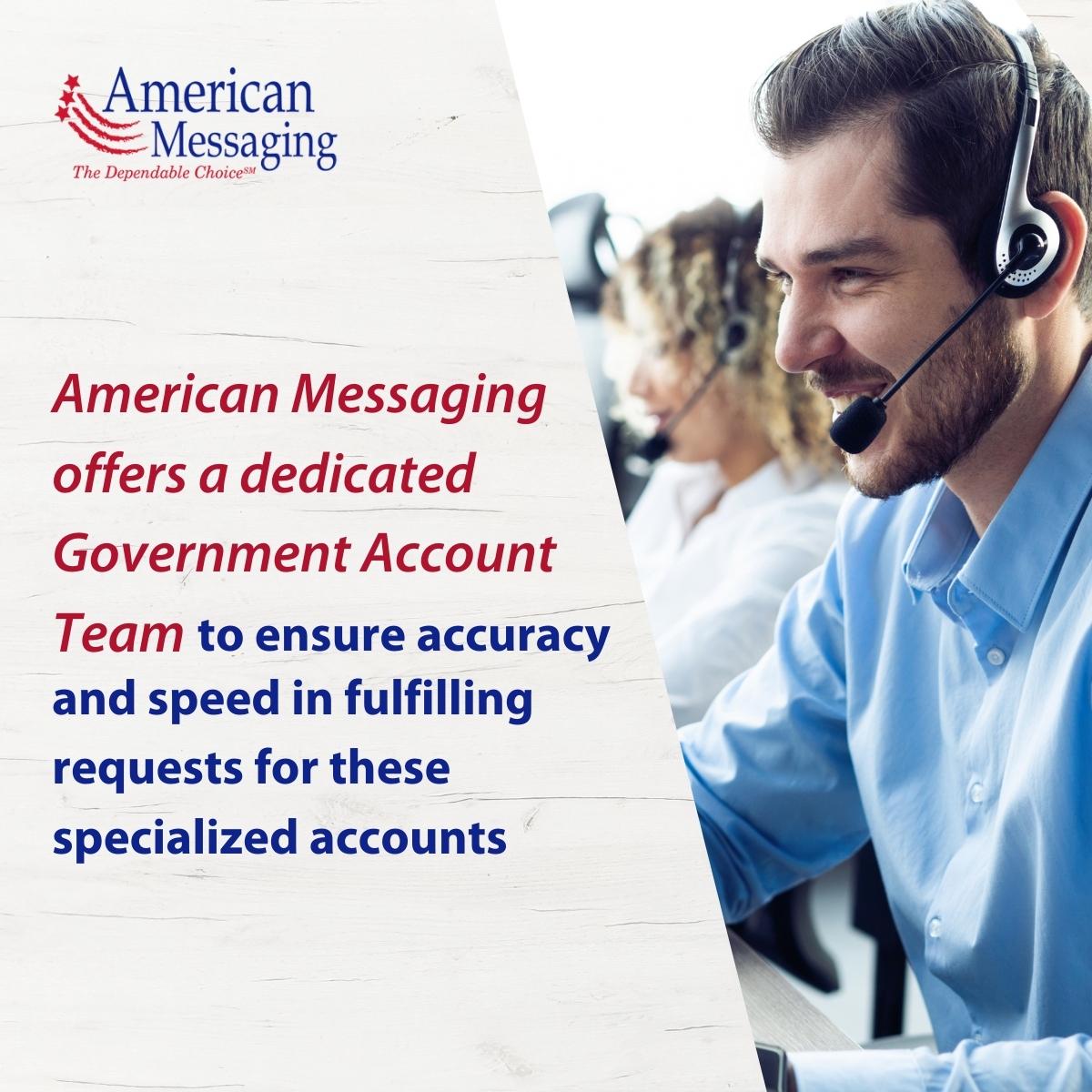 amsmsg's tweet photo. The American Messaging Government Account Team gives these specialized customers a personal customer service experience. @CMA_wld 

#CodePager #AmericanMessaging #CriticalMessaging #SecureMessaging #Pager #Paging #HospitalPager #HealthcareIT #MessageManager #WebPager https://t.co/1RNVhsTxD2