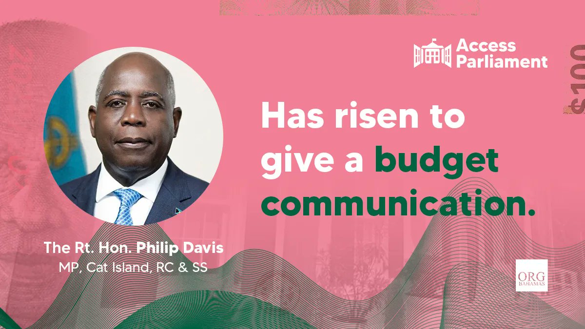 Member of Parliament for Cat Island, Rum Cay &amp; San Salvador, The Rt. Hon. Philip Davis has risen to give the budget communication. 

You can tune in by clicking either of these links: 

Video Stream: buff.ly/3q6IGvZ
Radio: buff.ly/3JjVKWG