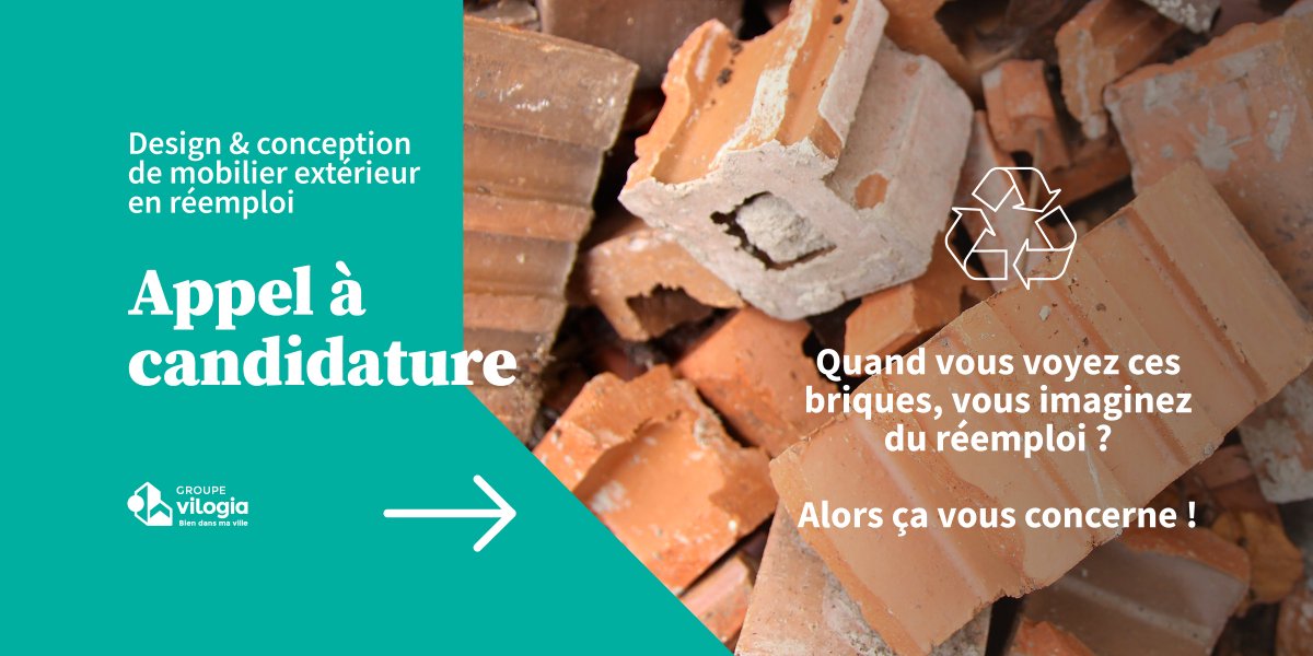 Vilogia (@vilogiagroupe) on Twitter photo Vous êtes artisan, designer, architecte, graphiste, Vilogia lance un appel pour concevoir du mobilier extérieur à partir de matériaux existants sur la friche Desurmont à <a href="/TourcoingVille/">Ville De Tourcoing</a>.
Vous débordez d’idées ? Pour candidater 👉bit.ly/3LGAT02 Vous êtes artisan, designer, architecte, graphiste, Vilogia lance un appel pour concevoir du mobilier extérieur à partir de matériaux existants sur la friche Desurmont à <a href="/TourcoingVille/">Ville De Tourcoing</a>.
Vous débordez d’idées ? Pour candidater 👉bit.ly/3LGAT02