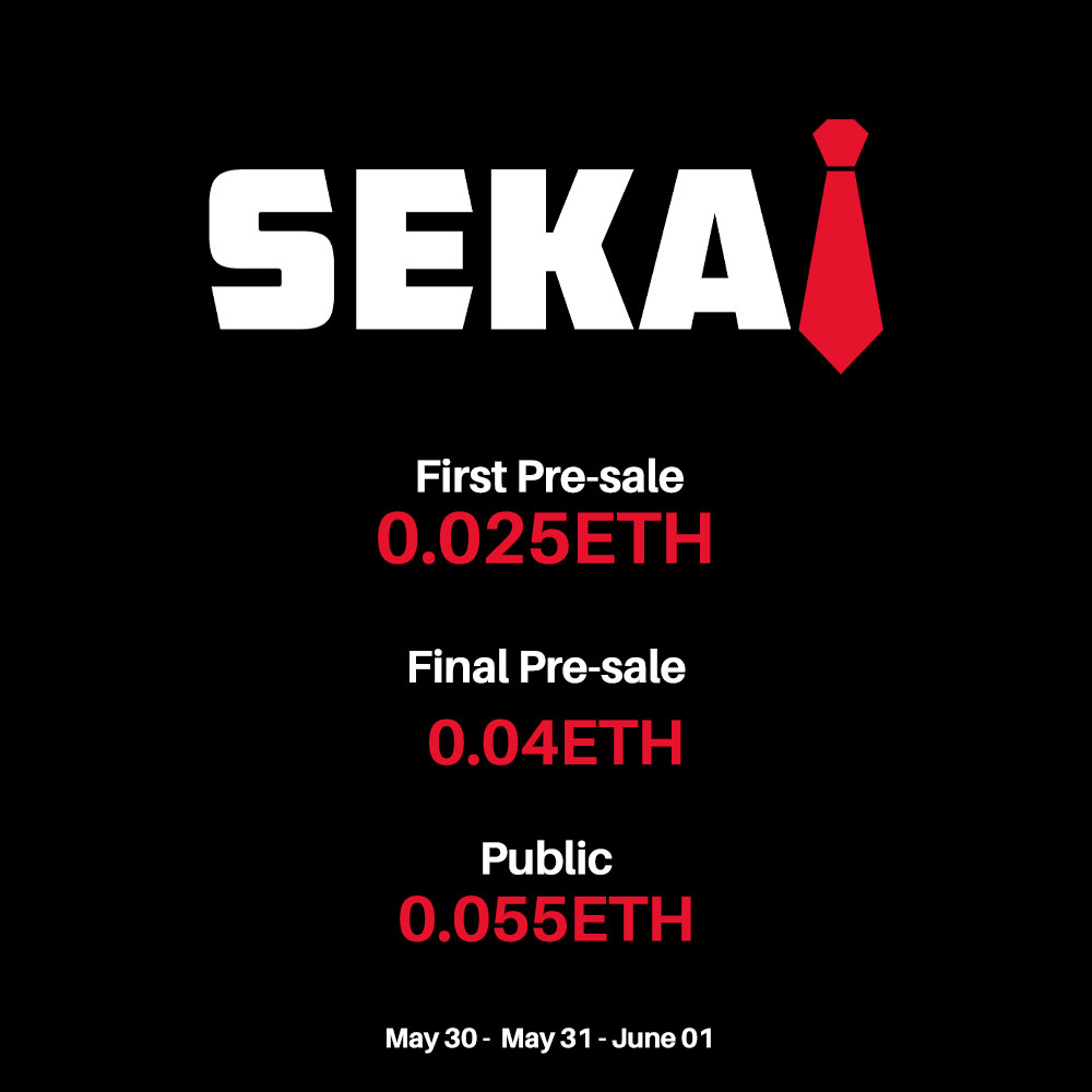 Sekai_NFT's tweet photo. 🎉SEKAI #MINT DATE🎉

📆May  30th: First Pre-sale
📆May  31th: Final  Pre-sale
📆June  1st: Public Sale

Get ready for #Sekaifamily, more info to follow. https://t.co/aECnvOjGhv