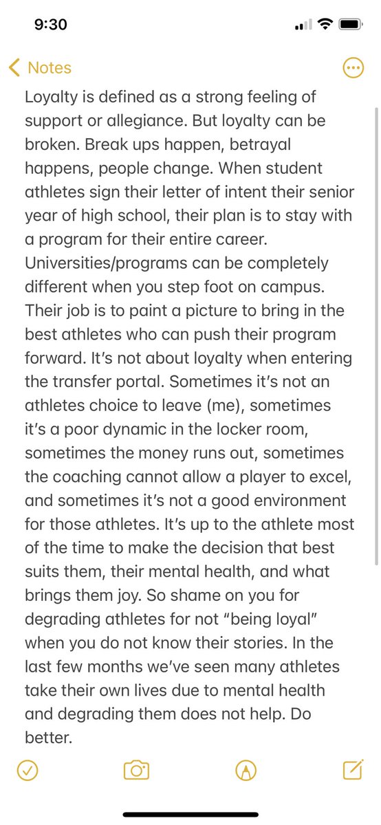 Do better. It’s not about loyalty. If you care about mental health, use your brain to uplift athletes and not degrade them.