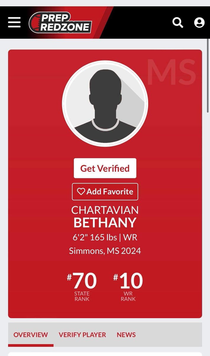 ChartavianB's tweet image. Blessed to be ranked #10 WR in the state by @PrepRedzoneMS