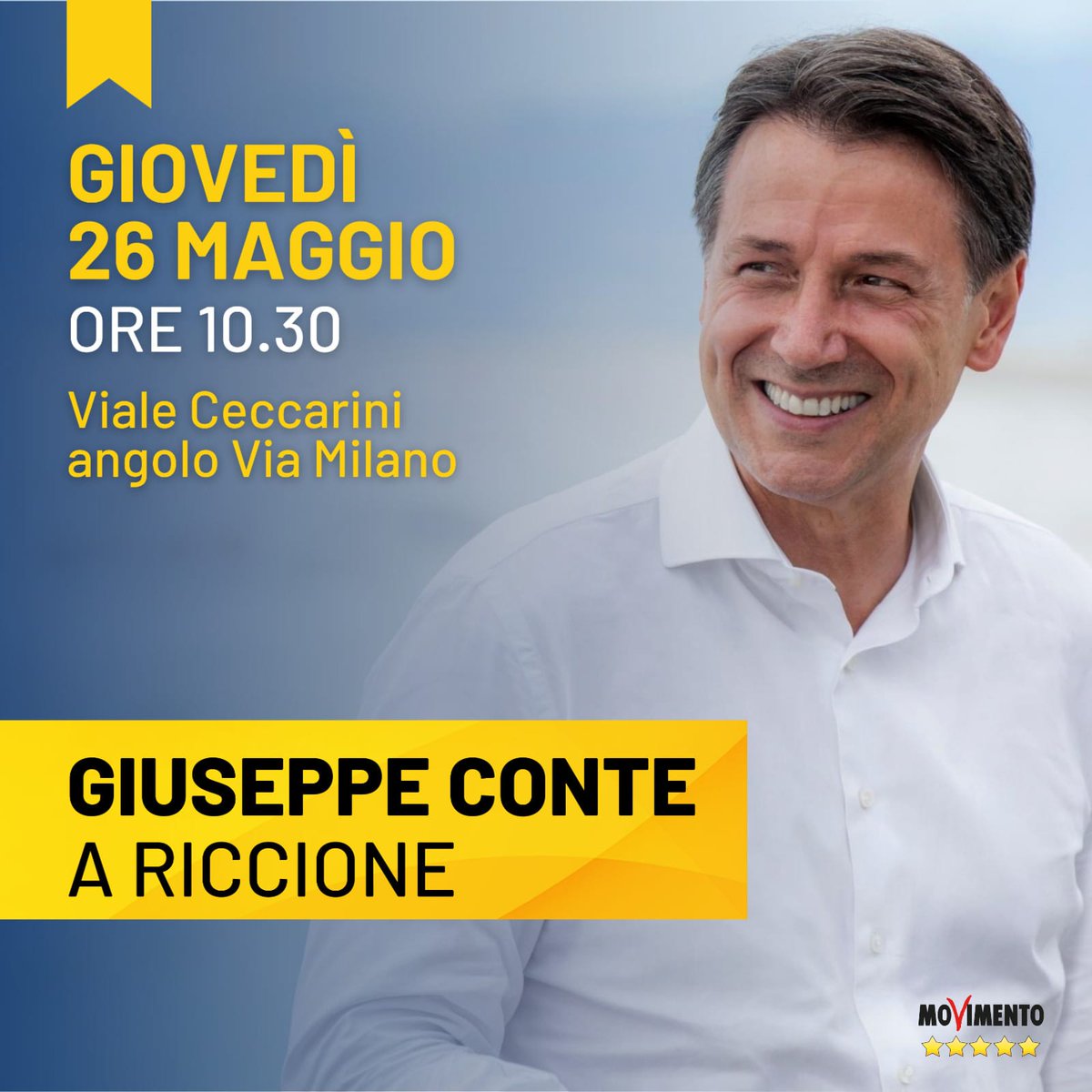 Domani alle 10:30 camminata con #Conte a #Riccione da viale Ceccarini (ang. via Milano) insieme alla capolista Ruggeri, i candidati e al collega Croatti. Ci confronteremo con i cittadini. Vi aspettiamo!

#26maggio #GiuseppeConte #riccione2022 #elezionicomunali2022 #elezioni  #m5s