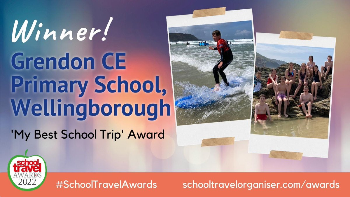 School Travel Organiser (@schooltravelorg) on Twitter photo Now for the penultimate category. The âMy Best School Tripâ Award recognises visits that are inclusive, achieve their objectives and offer top experiences. This yearâs winner is Grendon CE Primary School for its residential in Cornwall
<a href="/GrendonPrimary/">Grendon Primary</a> | #SchoolTravelAwards Now for the penultimate category. The âMy Best School Tripâ Award recognises visits that are inclusive, achieve their objectives and offer top experiences. This yearâs winner is Grendon CE Primary School for its residential in Cornwall
<a href="/GrendonPrimary/">Grendon Primary</a> | #SchoolTravelAwards