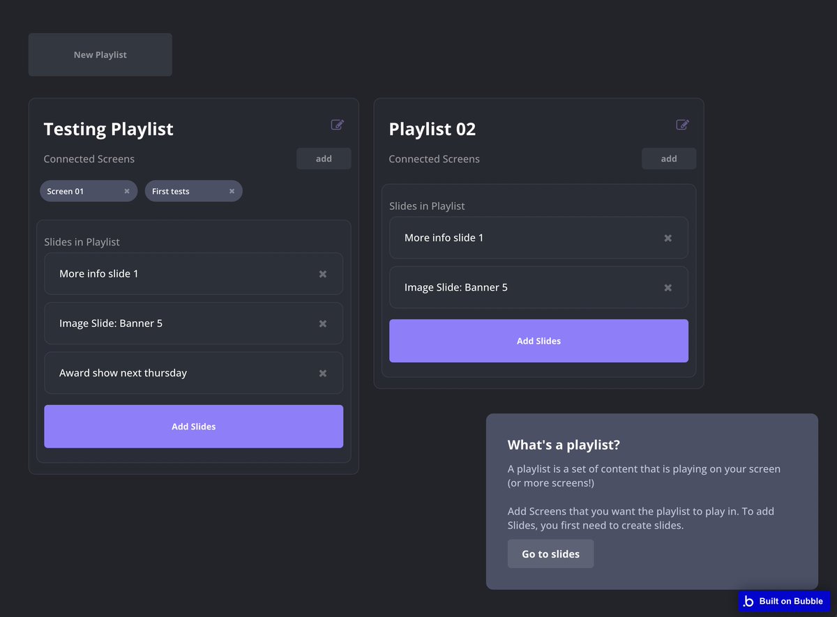 KarlMyrvang's tweet image. It&apos;s coming together! 🙌 Building a simple digital signage solution.
#bubbledev #nocode #digitalsignage