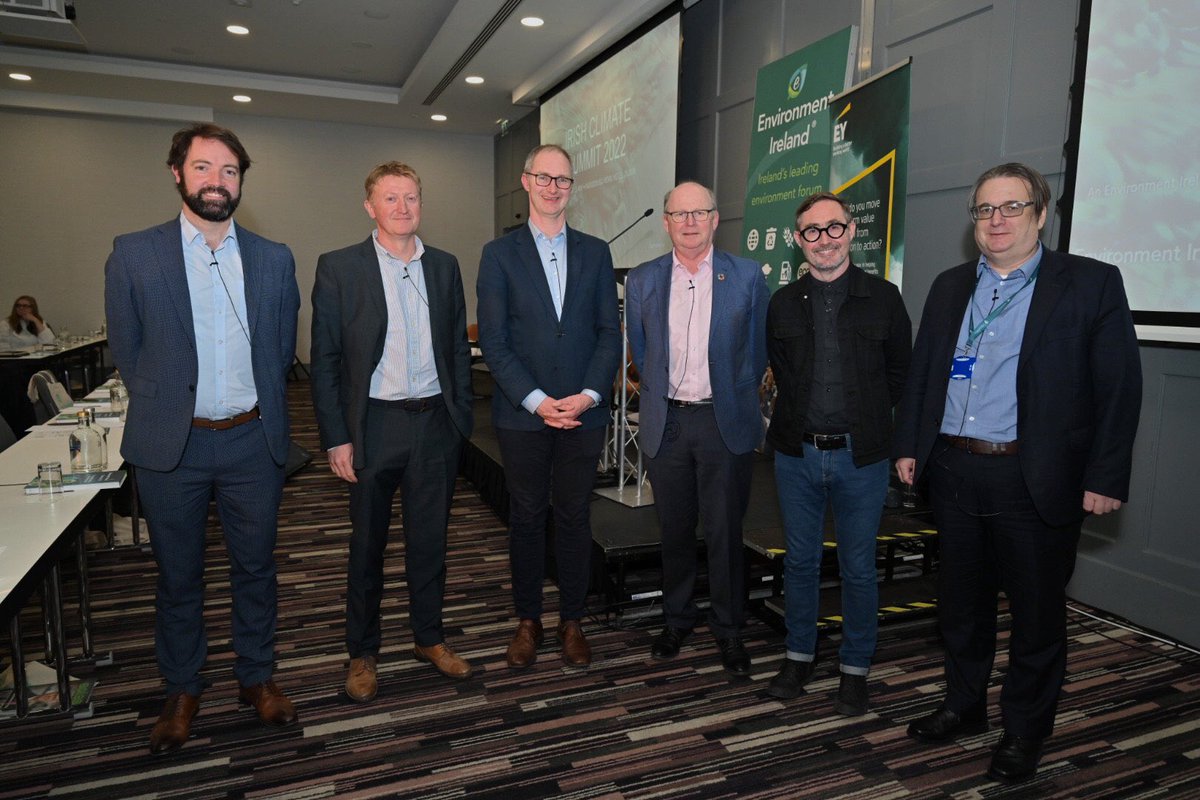 Env_Ireland's tweet photo. Our final group of the day at #IrishClimateSummit: @BrianLeddin, Pete Lunn of @ESRIDublin, @OisinCoghlan of @foeireland, @EOBroin, Brian Carroll @Dept_ECC and chair @KOSullivanIT https://t.co/2WFIydsdn3