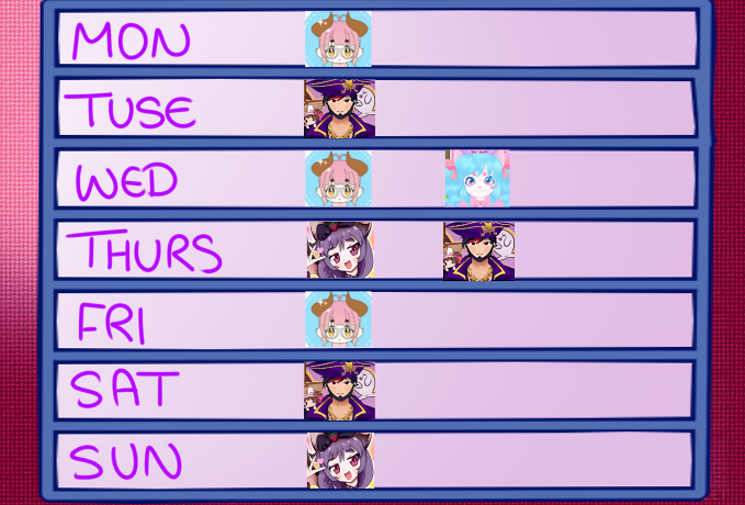Miko_Amai's tweet photo. Hmm. Seems I'm on Thursdays and Sundays currently.
I normmally start at 8pm UK time~ And tend to last for an hour ^o^;
Kinda tempted to squeeze in on Tuesdays too... But we shall see ヽ(‘ ∇‘ )ノ
#timechart #withpictures #vtuber #streamers #VtubersEN https://t.co/p5m5YwyykQ