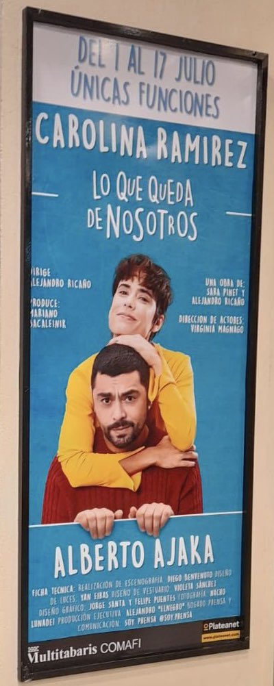 📌 La más popular actriz colombiana Carolina Ramírez llegó a Buenos Aires y comenzó agregando más funciones!
Sus presentaciones junto al actor Alberto Ajaka sumará ahora dobles funciones para satisfacer demanda.
“Lo que queda de nosotros”, 1 al 17 de julio en Multitabaris Comafi.